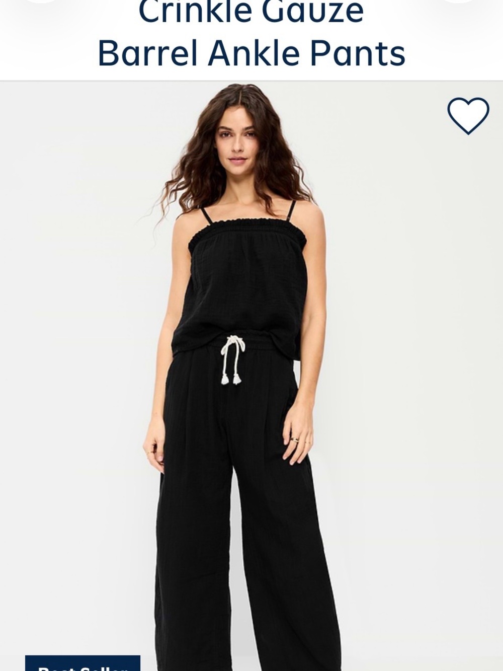 Old Navy Black Crinkle Gauze Wide-Leg Pants